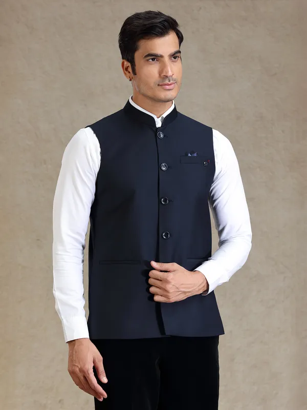 Navy silk waistcoat only for men