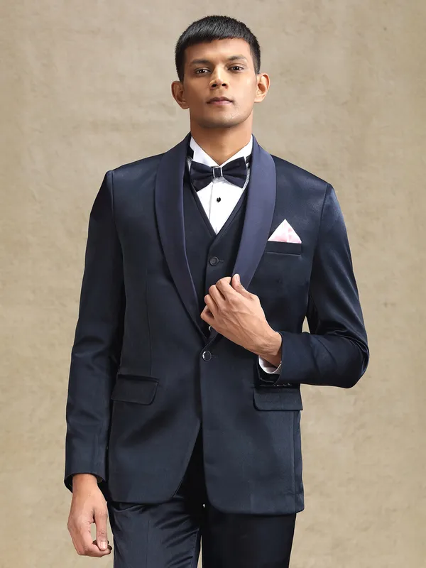 Navy terry rayon coat suit for mens wear