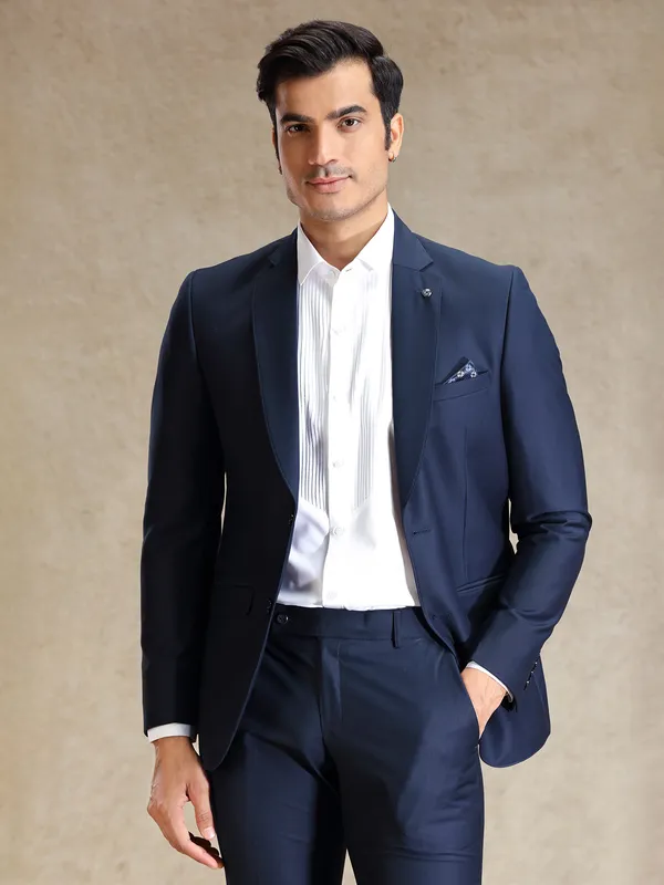 Navy terry rayon notch lapel coat suit