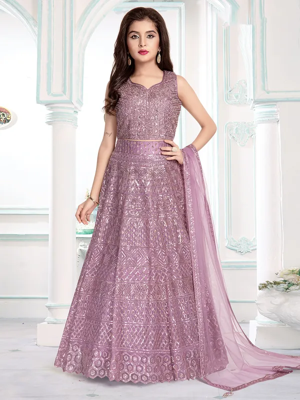 Net lehenga choli in light purple