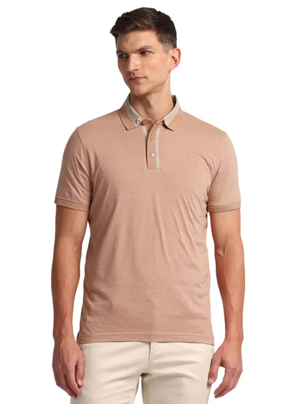 ARROW peach plain cotton t-shirt