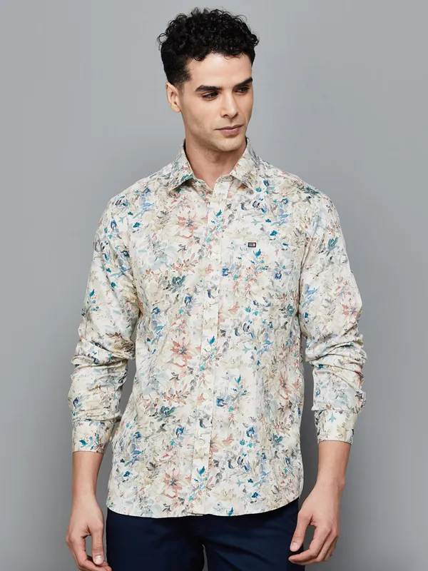 ARROW SPORT beige printed cotton shirt