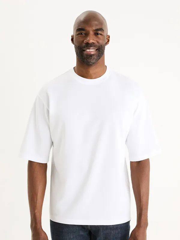 CELIO plain white cotton t-shirt