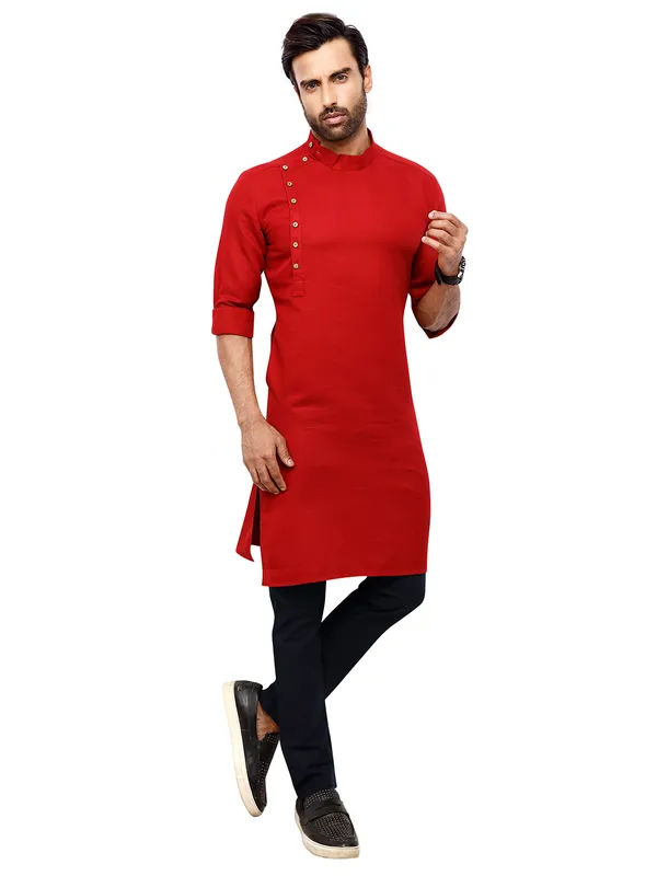 Classy red kurta suit for festival
