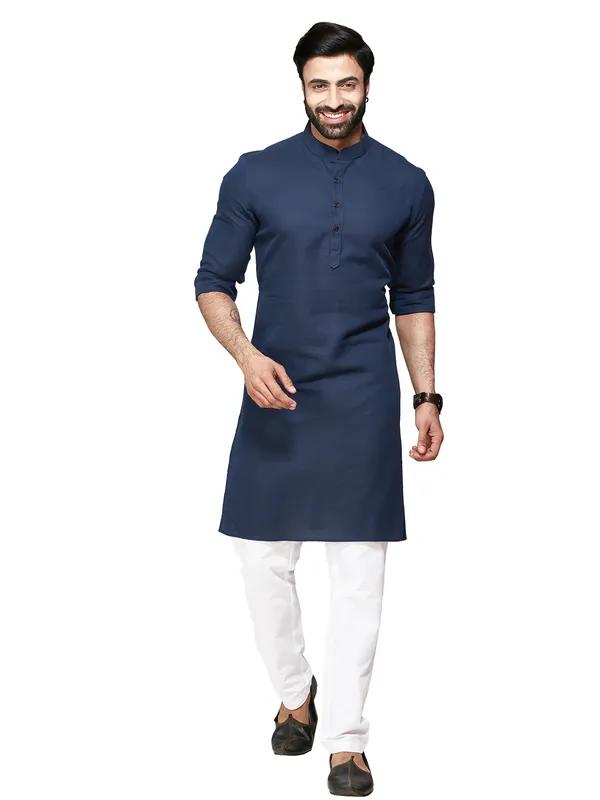 Cotton navy festival kurta suit