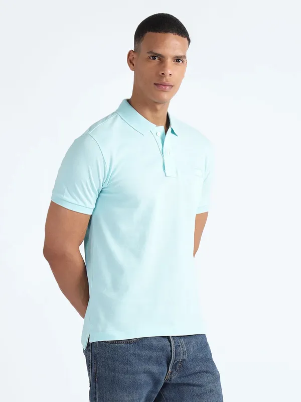 FLYING MACHINE light blue plain cotton t-shirt