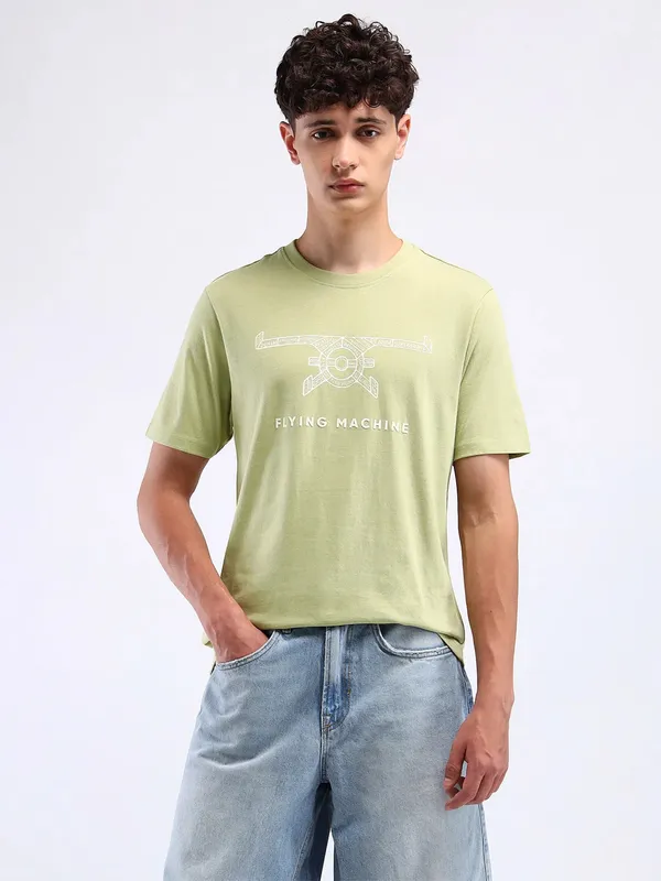 FLYING MACHINE light green cotton t-shirt