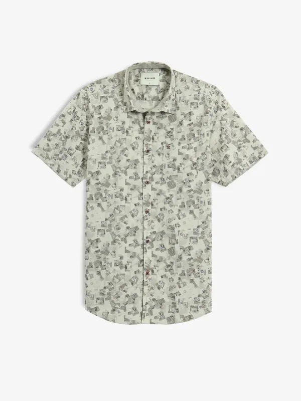 KILLER printed beige shirt in cotton