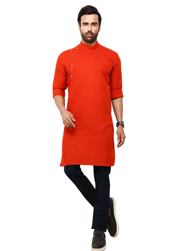 Orange plain kurta suit for festival