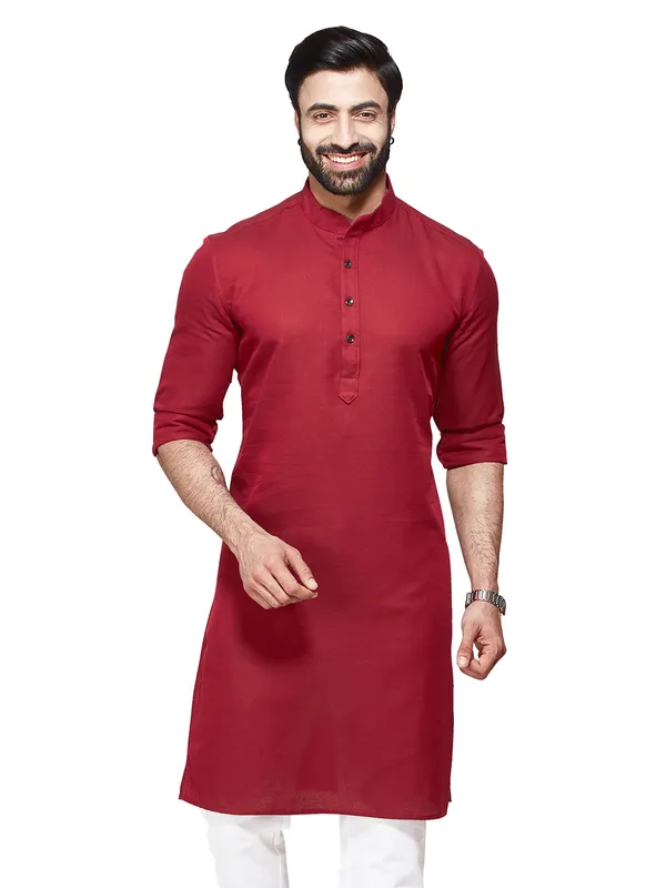 Plain maroon festival kurta