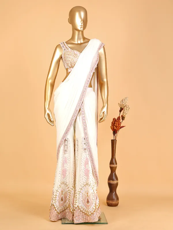 Stunning white georgette designer suit