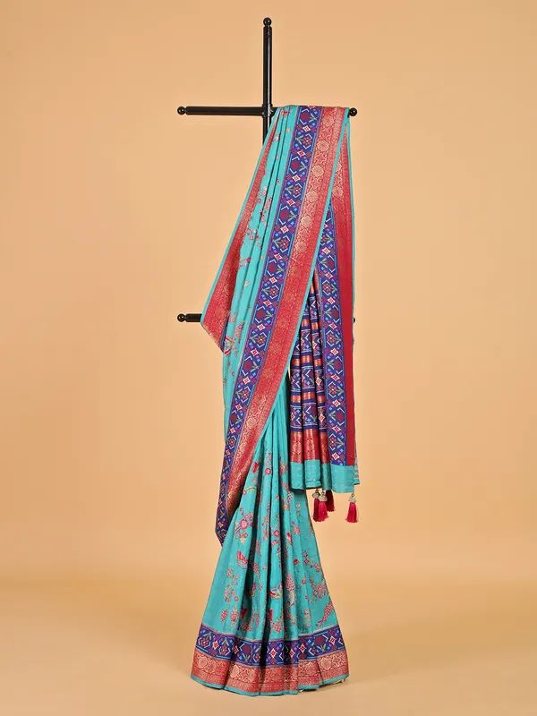 Newest aqua saree for festive