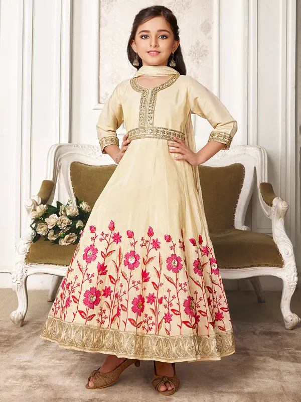 Newest beige salwar suit in silk