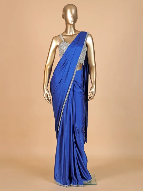 Newest blue silk ready to wear saree