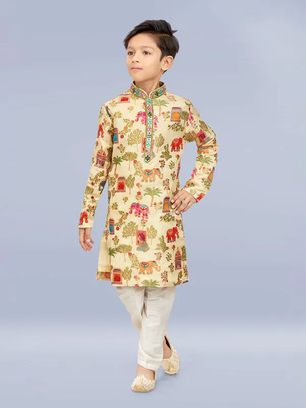 Newest cream silk kurta pajama