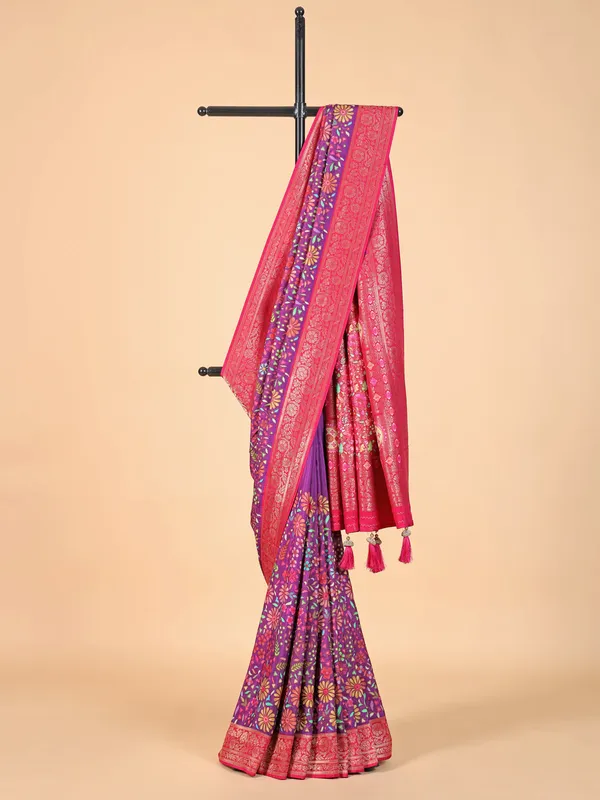 Newest dark purple silk saree