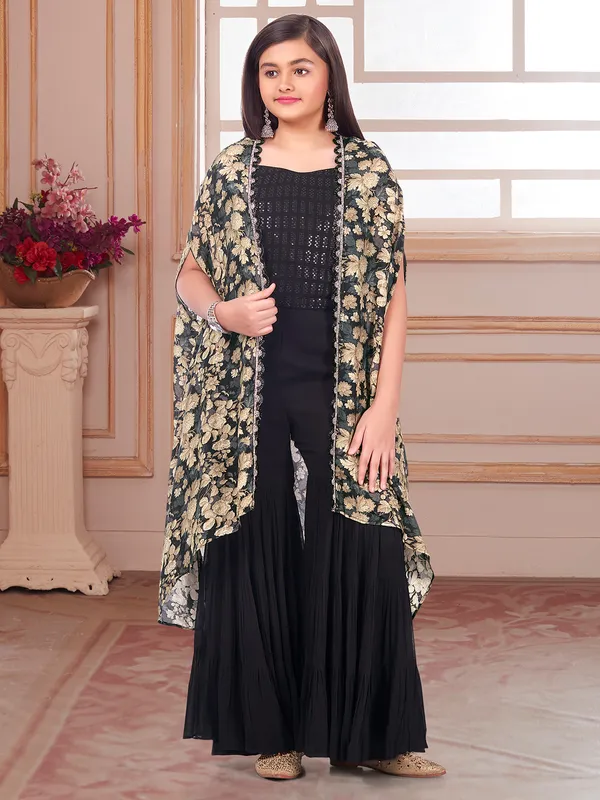 Newest georgette black sharara suit