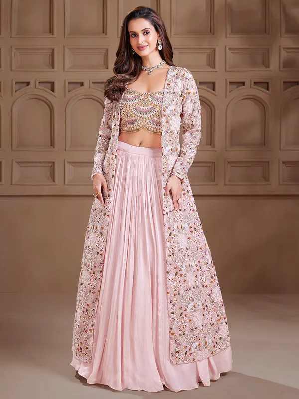 Newest georgette pink lehenga choli for wedding