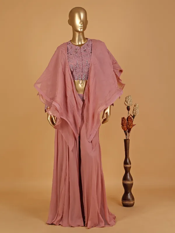 Newest georgette pink palazzo suit