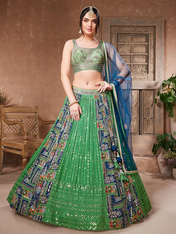 Newest green georgette lehenga choli