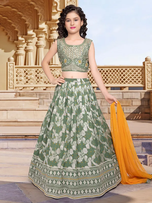 Newest green georgette lehenga choli