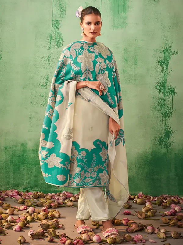 Newest grey silk printed kurti set