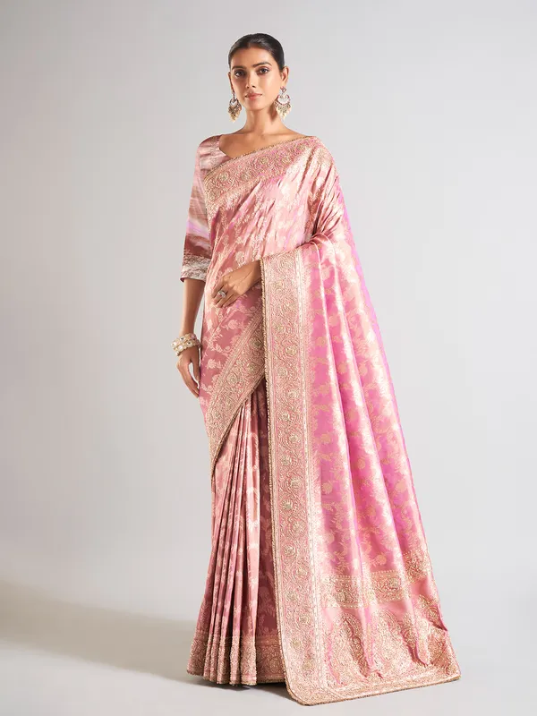 Newest light purple silk saree for wedding