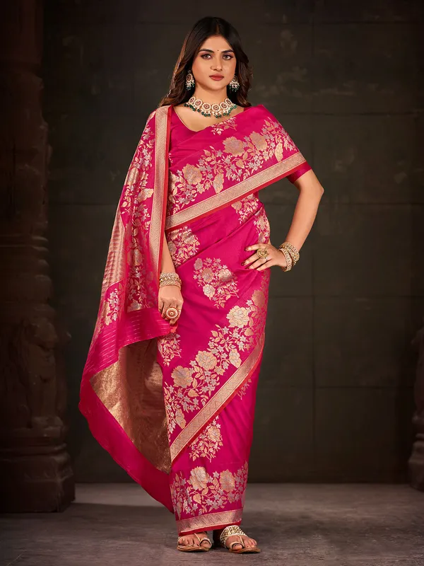 Newest magenta silk saree for wedding