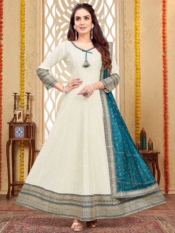 Newest off-white silk salwar suit for festive
