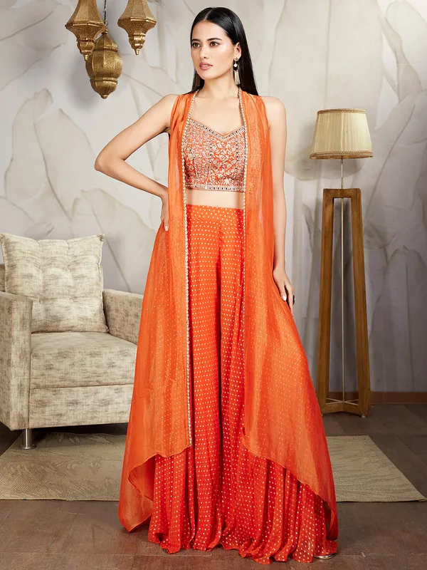 Newest orange silk palazzo suit for wedding