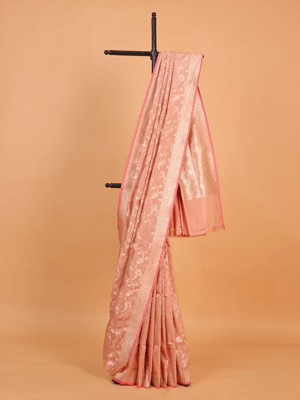 Newest peach banarasi silk saree for wedding