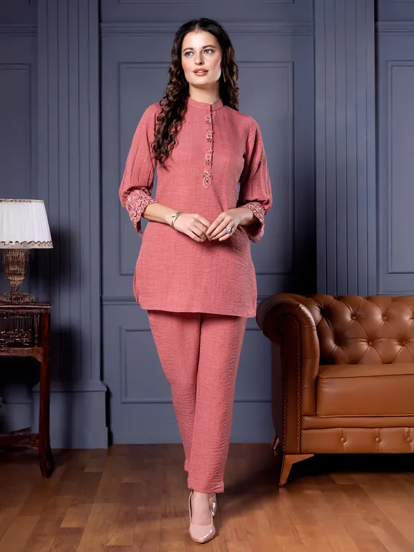 Newest peach cotton co ord set