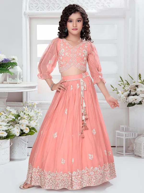 Newest peach lehenga choli in georgette