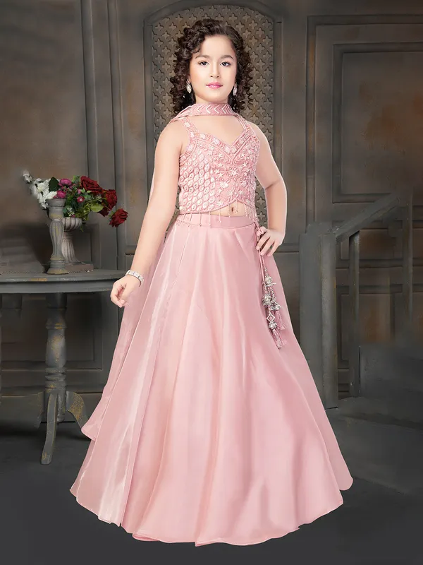 Newest peach organza lehenga choli