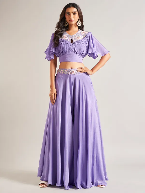 Newest purple georgette palazzo salwar suit