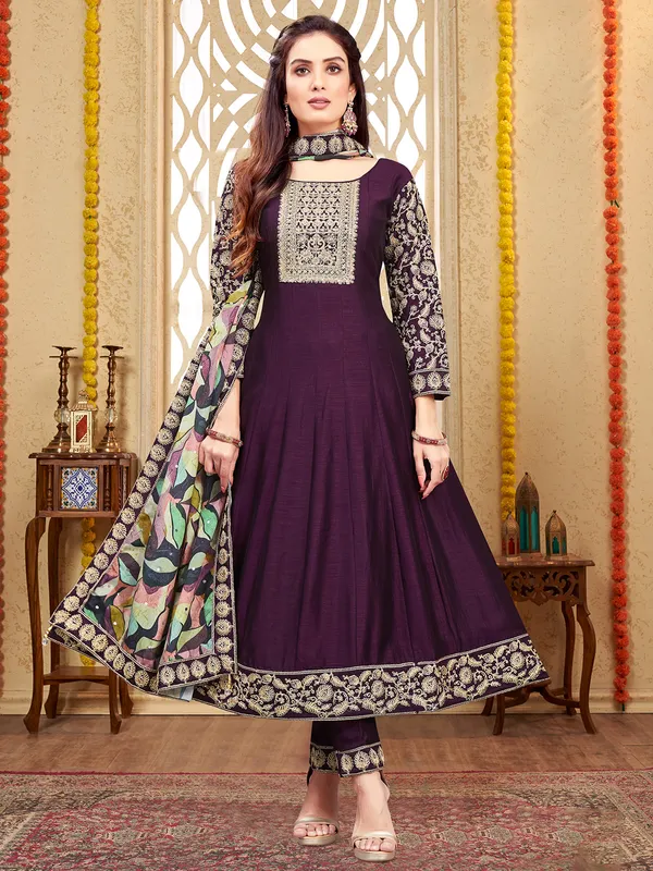 Newest purple silk salwar suit