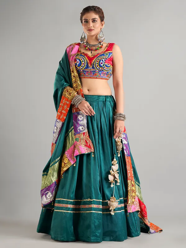 Newest rama blue silk lehenga choli