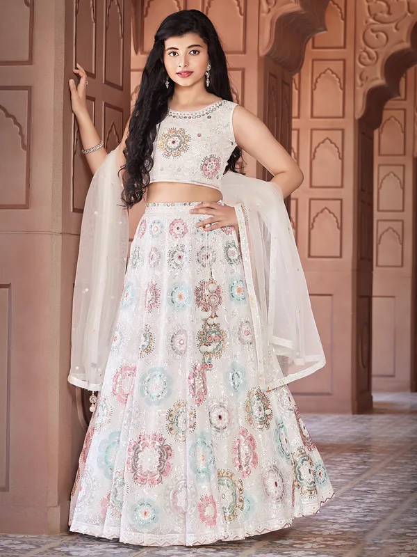 Newest white georgette lehenga choli