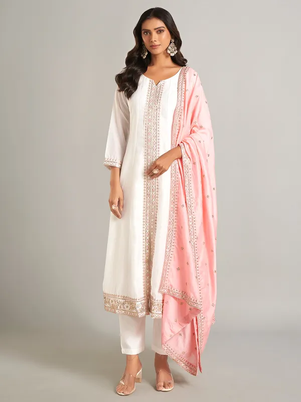 Newest white silk salwar suit for wedding