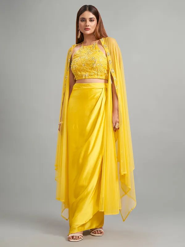 Newest yellow silk designer suit