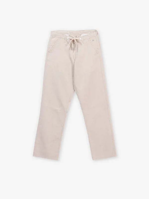 NOSTRUM classic solid beige cotton trackpant
