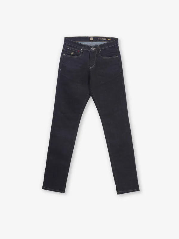 NOSTRUM solid black denim jeans for men