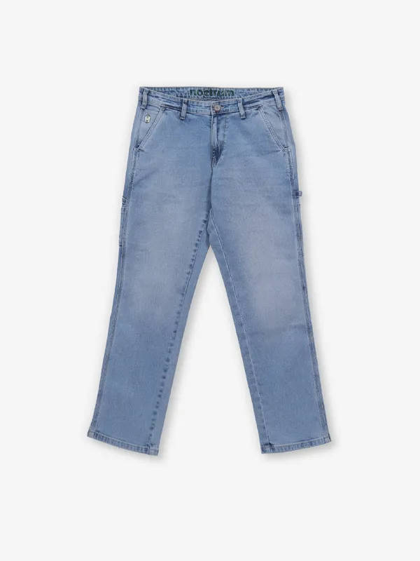 NOSTRUM washed blue denim slim fit jeans for men