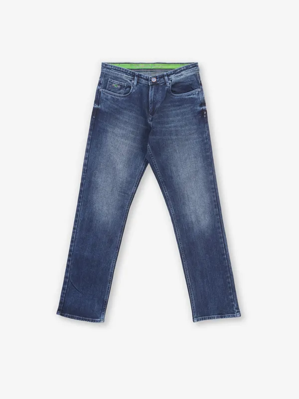 NOSTRUM washed navy straight fit denim jeans
