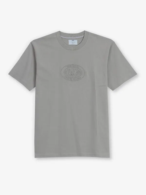 OCTAVE grey plain cotton t-shirt