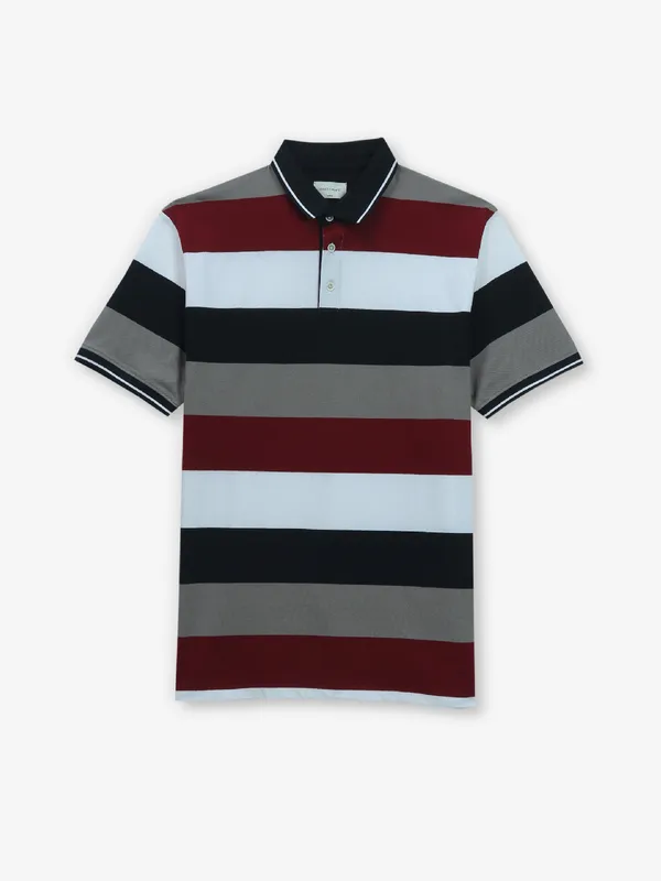 OCTAVE grey stripe polo t-shirt