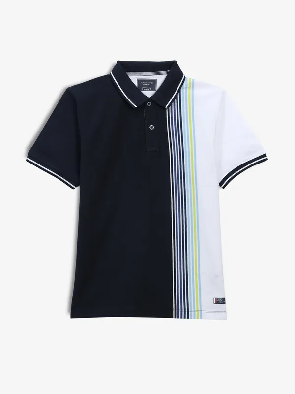 OCTAVE navy stripe half sleeve t-shirt