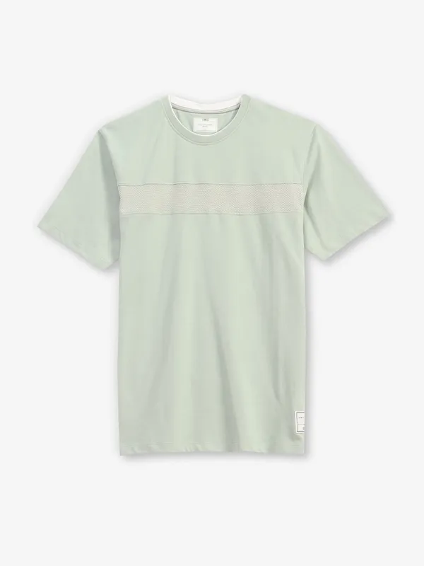 OCTAVE pista green cotton half sleeve t-shirt