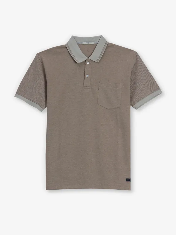 OCTAVE plain khaki cotton t-shirt