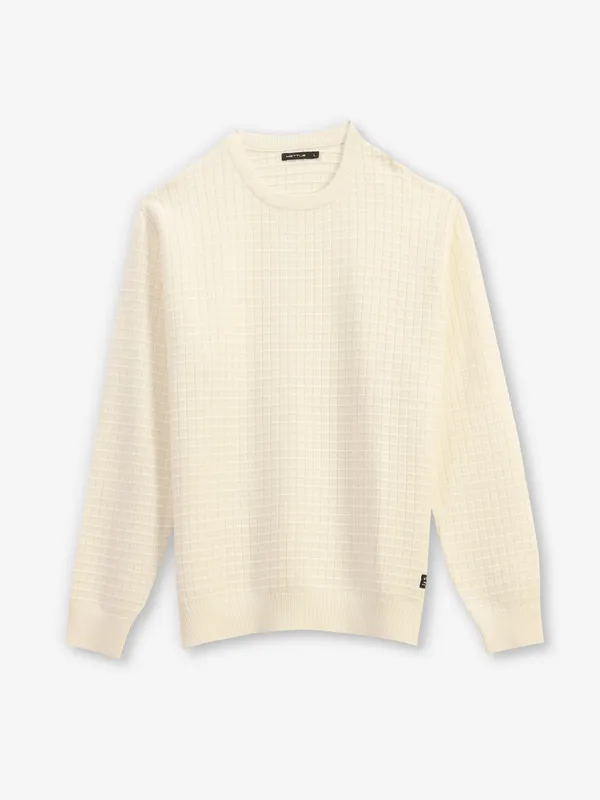 Octave white checks knitted t-shirt